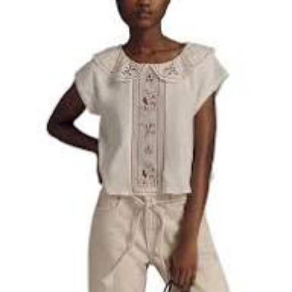 ANTHROPOLOGIE EMBELLISHED COLLARED TOP SIZE SMALL - Picture 6 of 6